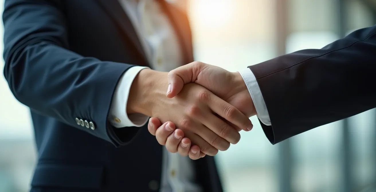 Professional handshake between business partners sealing an agreement